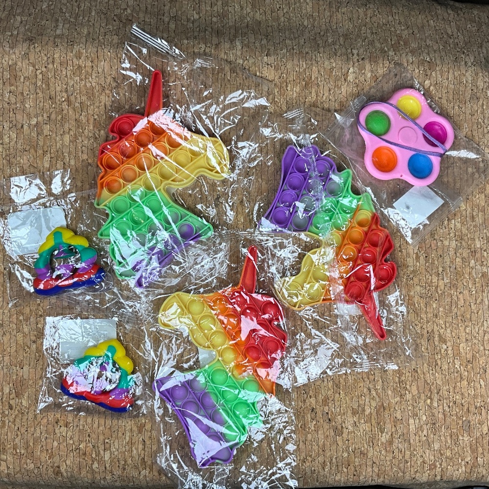 Rainbow Unicorn Pop It Fidget Toys Bundle Lot NWT Sensory Stress Relief Silicone